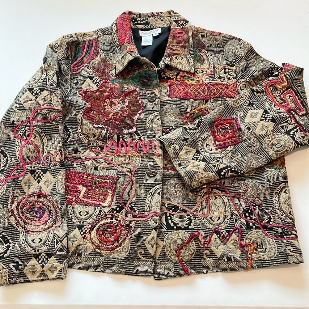 Coldwater Creek - petite‎ large, quilted/appliquéd jacket